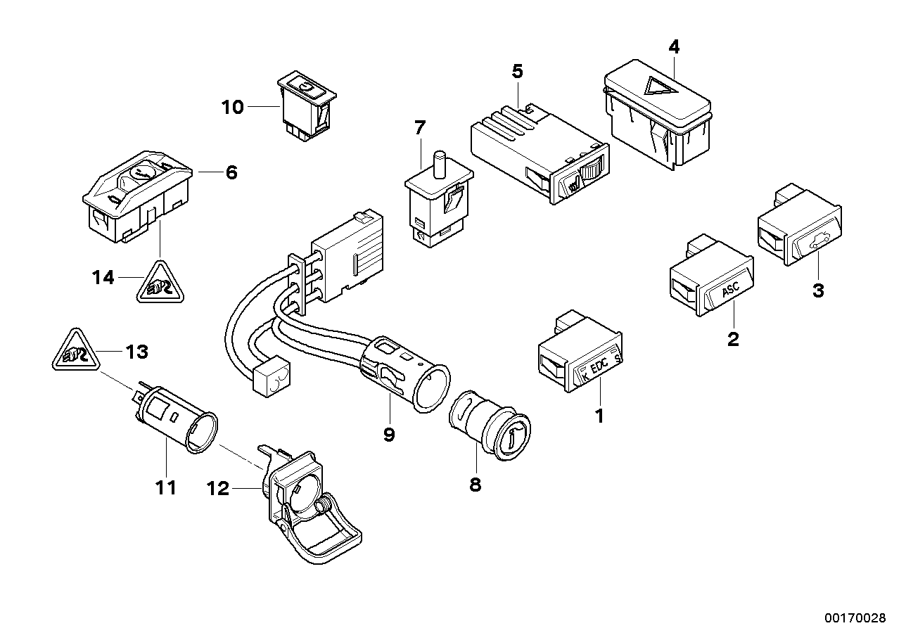 Genuine BMW 61318352259 E39 E38 Seat Heating Switch (Inc. 535i, 728i & 750i) | ML Performance EU EU Car Parts