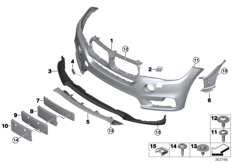 Genuine BMW 51117379416 F15 TriCover, Bumper, Primed, Front PMA / SRA (Inc. X5) | ML Performance EU EU Car Parts