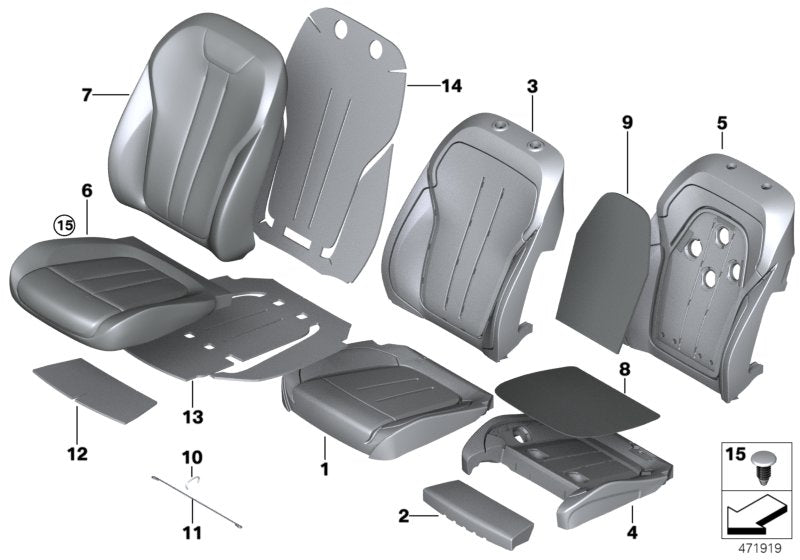 Genuine BMW 52107352288 F15 Leather Cover Sport Backrest Right MOKKA (Inc. X5) | ML Performance EU EU Car Parts