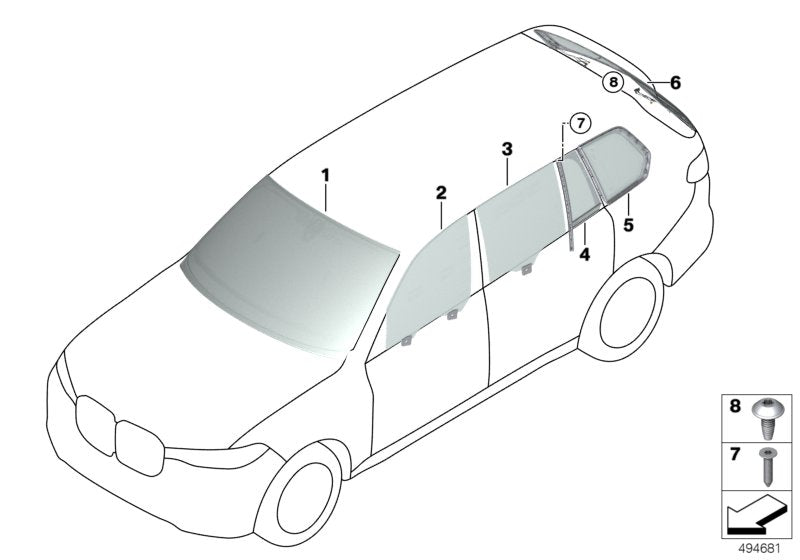 Genuine BMW 51358496029 G07 Side Window, Door, Left Rear VSG-SSG (Inc. X7) | ML Performance EU EU Car Parts