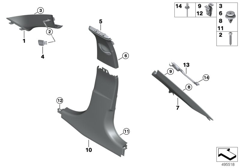 Genuine BMW 51437433248 G20 Bracket, Column C Cover, Right (Inc. M340i, 320dX & 330d) | ML Performance EU EU Car Parts