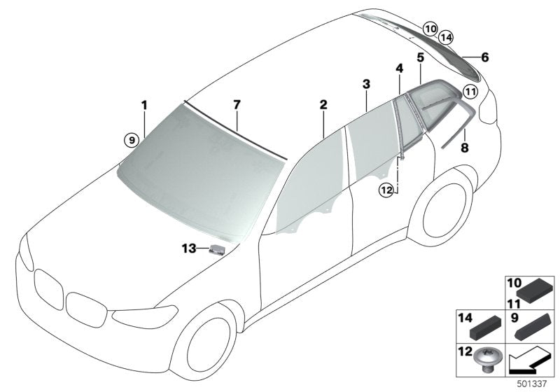 Genuine BMW 51377410057 G01 Side Window, Rigid, Rear Left SSG (Inc. X3) | ML Performance EU EU Car Parts