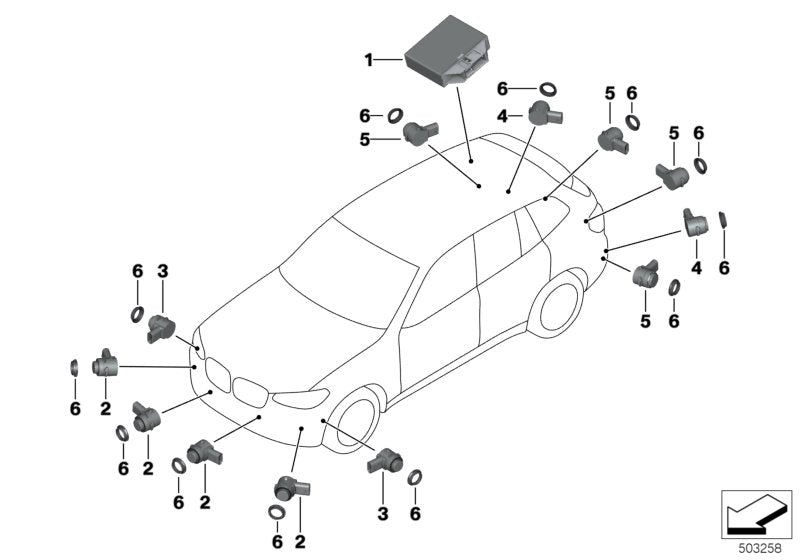 Genuine BMW 66206840234 Ultrasonic Sensor, Sunstone Metallic WC1N (Inc. X3 20dX & X4) | ML Performance EU EU Car Parts