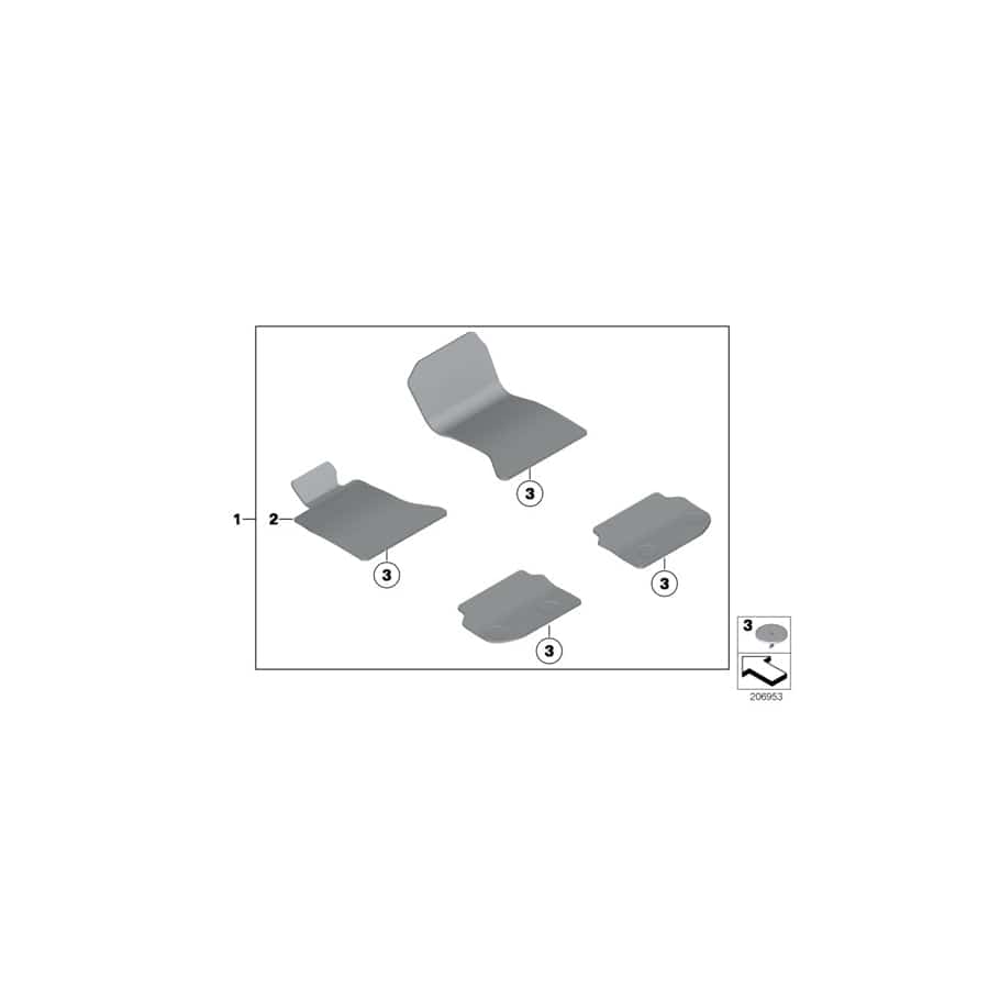 Genuine BMW 51477230445 F10 F11 Floor Mat Velours Driver Side EVERESTGRAU (Inc. 535i, Hybrid 5 & 530i) | ML Performance EU Car Parts