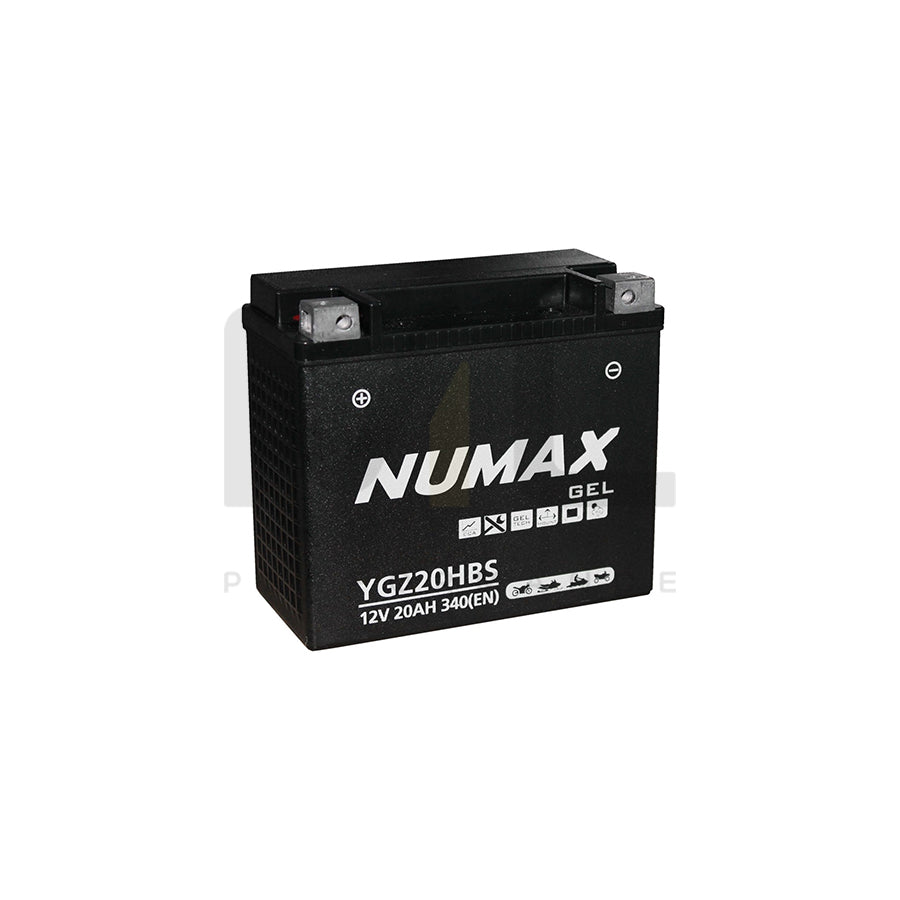 YGZ20HBS Gel Numax Motorcycle Battery 12V 20Ah YGZ20H-BS | Car Batteries UK | ML Performance Car Parts