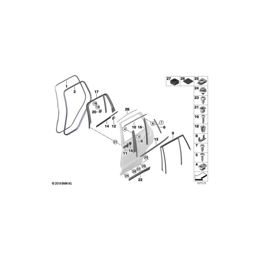 Genuine BMW 51357393454 G02 Seal, Rear Panel, Edge, Right (Inc. X4 M40dX & X3) | ML Performance EU Car Parts