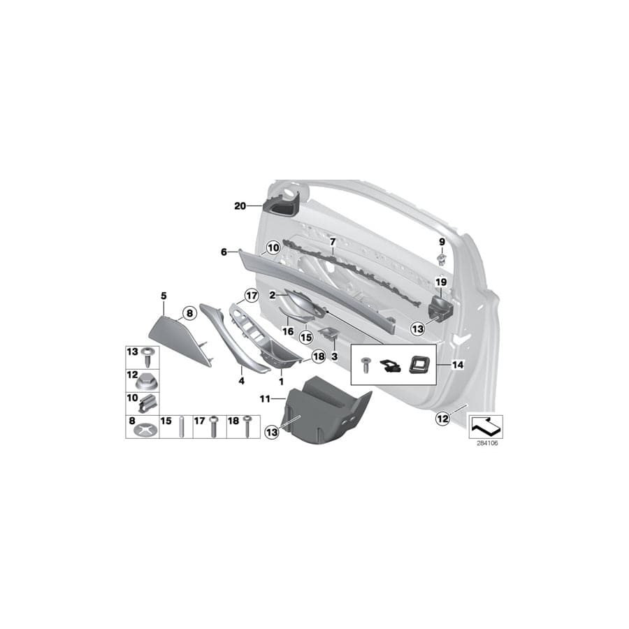 Genuine BMW 51417225895 F11 F10 Trim For Power Window, Left OYSTER (Inc. 528i, 523i & 535dX) | ML Performance EU Car Parts