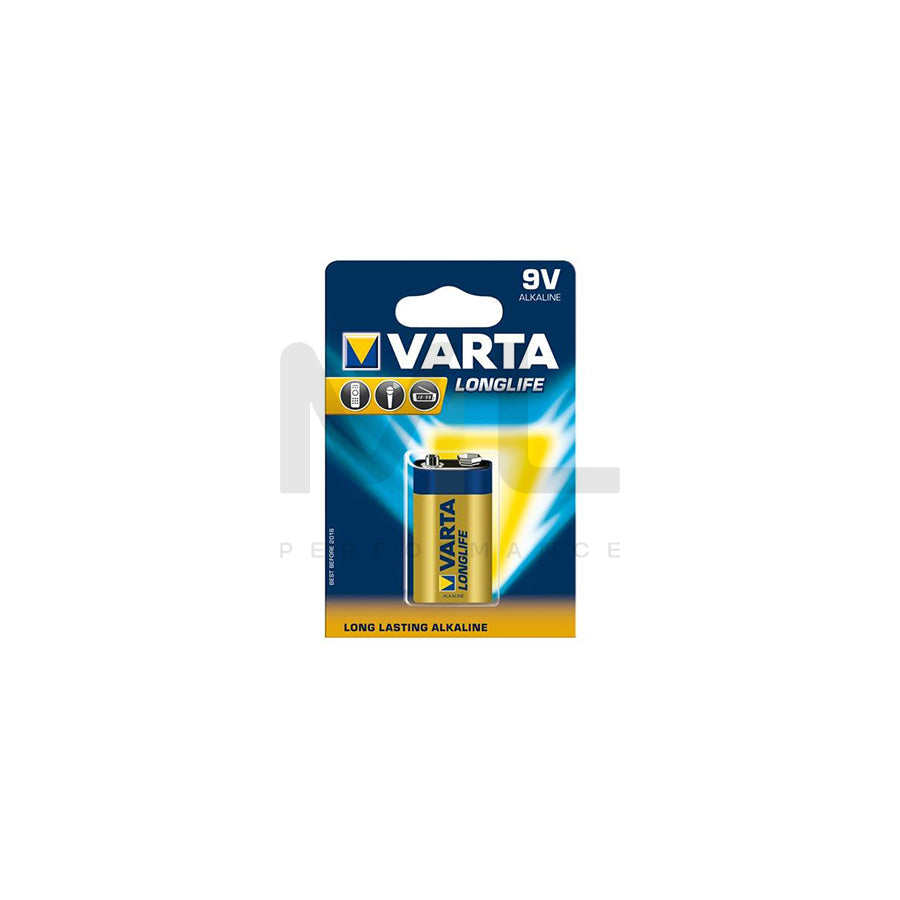 VARTA 9V, Longlife 04122 101 411 Battery 9V, rectangular battery (9V) Piece | ML Performance Car Parts