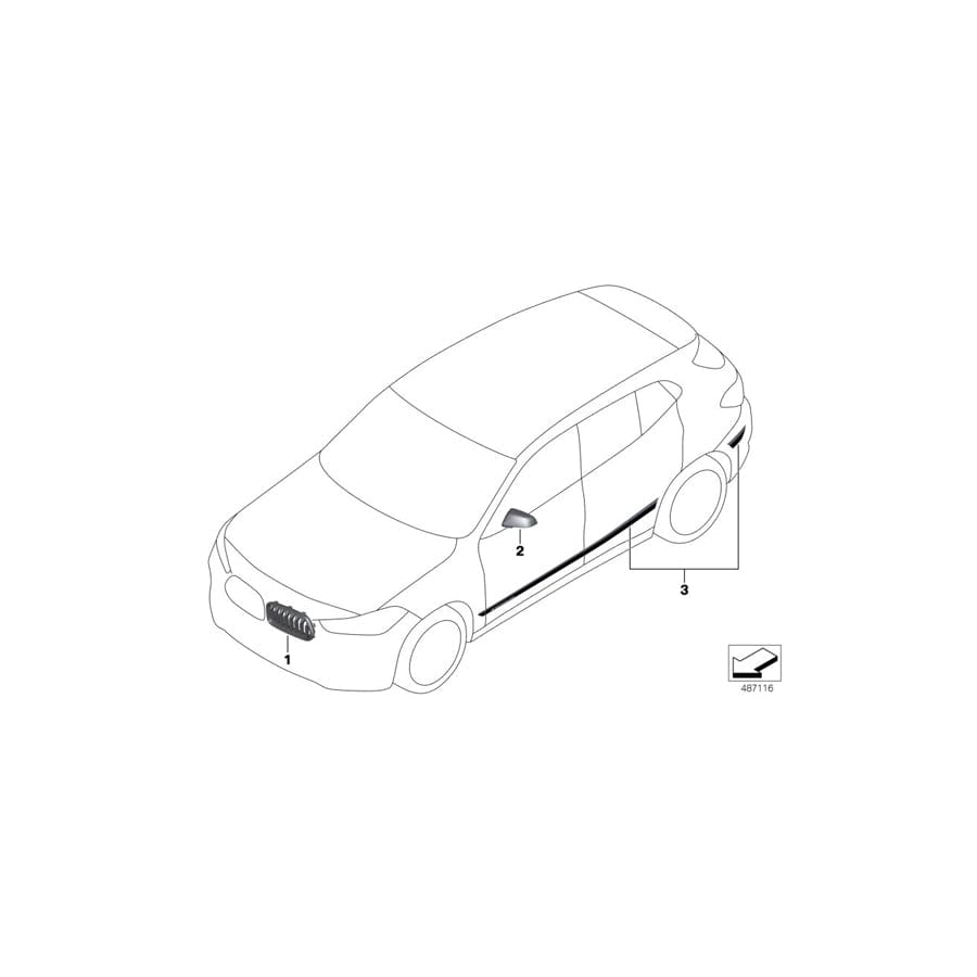 Genuine BMW 51142449810 F39 Foil Application Frozen Black Left/Right M PERFORMANCE (Inc. X2 28i, X2 28iX & X2 25dX) | ML Performance EU Car Parts