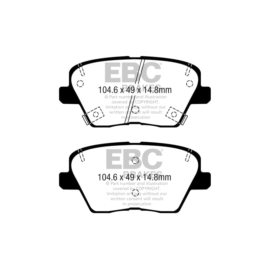 EBC PD03KR1002 Hyundai Kia Yellowstuff Rear Brake Pad & Plain Disc Kit 2 | ML Performance EU Car Parts