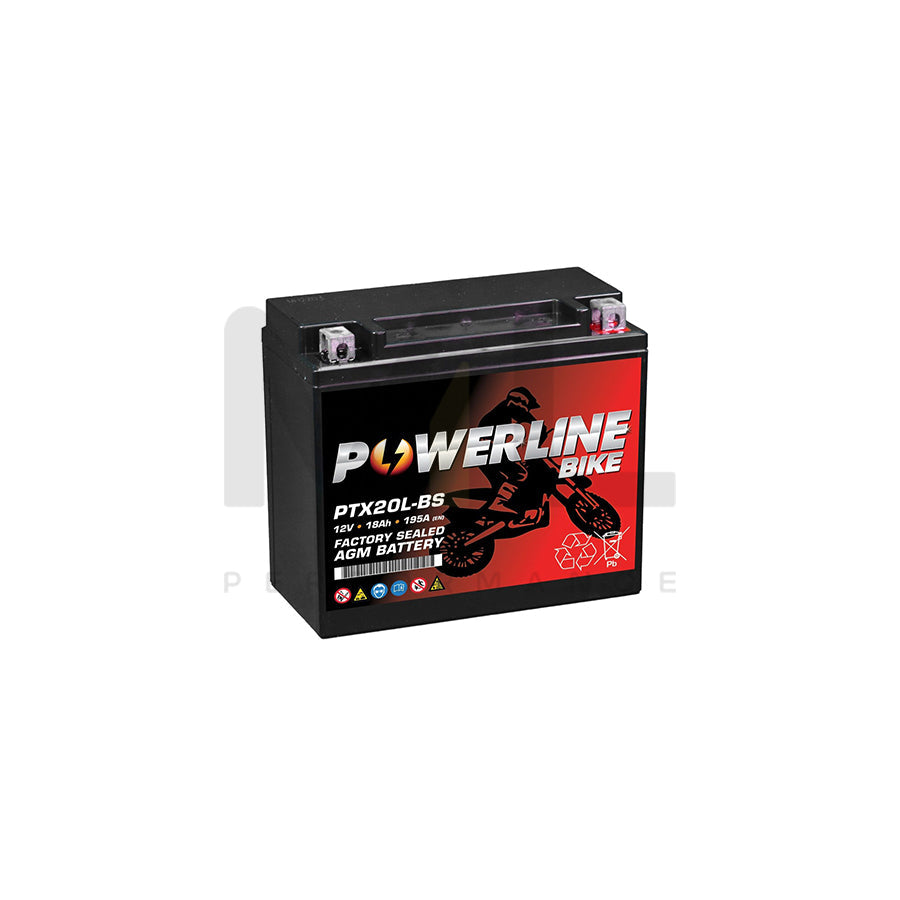 PTX20L-BS AGM Powerline Motorcycle Battery 12V 18Ah | Car Batteries UK | ML Performance Car Parts