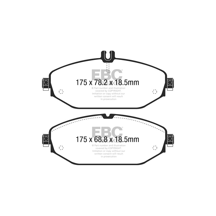 EBC PD03KF1638 Mercedes-Benz W/S/C/A205 W/S213 A/C238 Yellowstuff Front Brake Pad & Plain Disc Kit - ATE/TRW Caliper 2 | ML Performance EU Car Parts