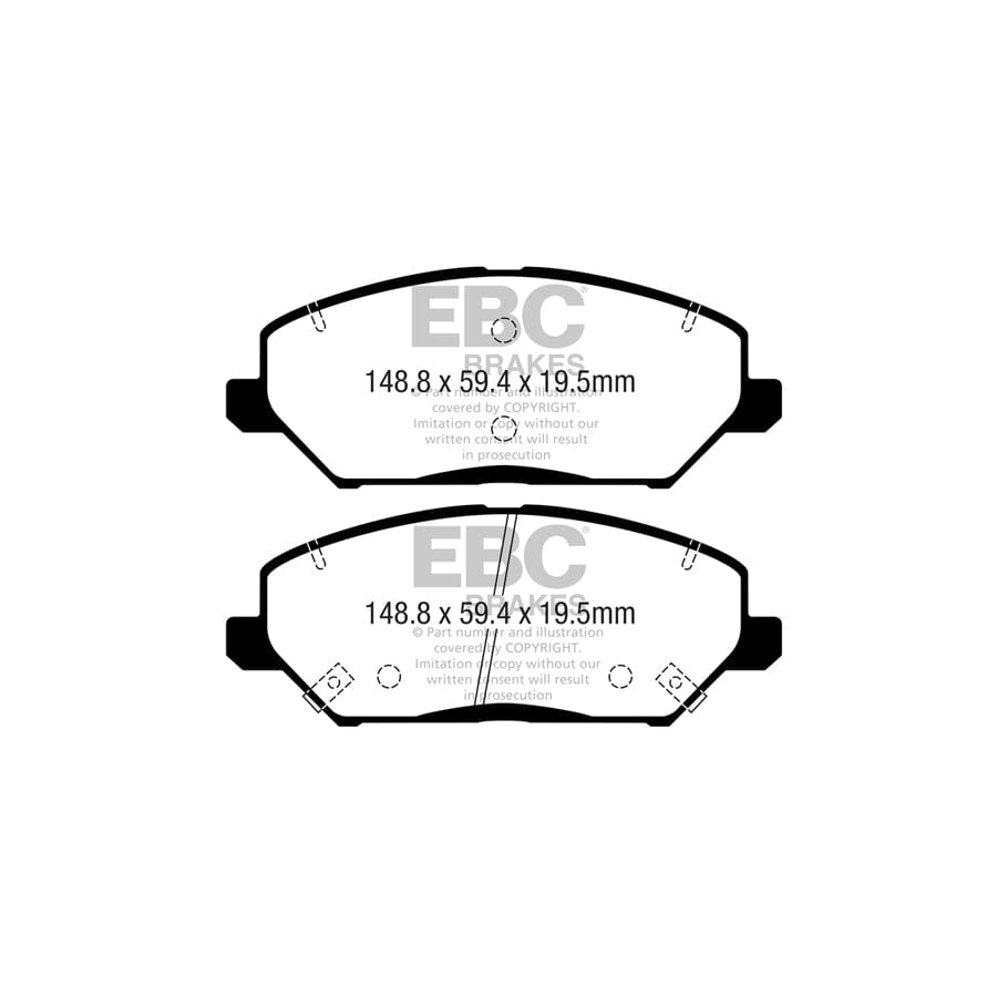 EBC PD03KF1644 Hyundai Kia Yellowstuff Front Brake Pad & Plain Disc Kit 2 | ML Performance EU Car Parts