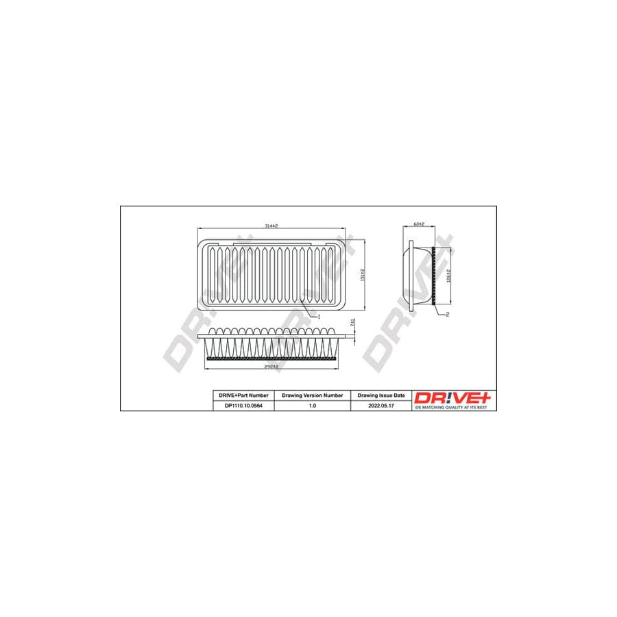 Dr!ve+ DP1110.10.0564 Air Filter for TOYOTA Yaris II Hatchback (XP9) | ML Performance EU Car Parts
