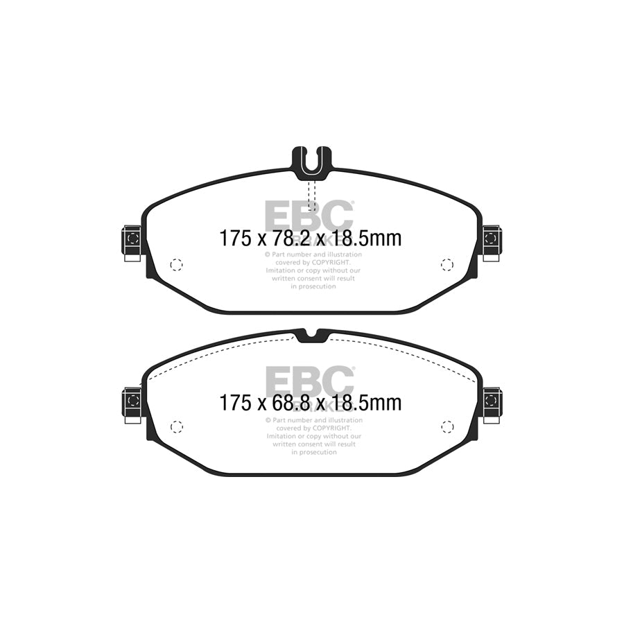EBC PD02KF610 Mercedes-Benz W/S/C/A205 W/S213 A/C238 Redstuff Front Brake Pad & Plain Disc Kit - ATE/TRW Caliper 2 | ML Performance EU Car Parts