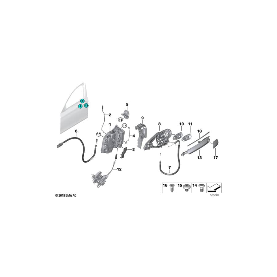 Genuine BMW 51217392139 G11 G12 Door Handle, Painted, Exterior Left SCHWARZ 2 (Inc. 750LdX, ALPINA B7 & 740LdX) | ML Performance EU Car Parts