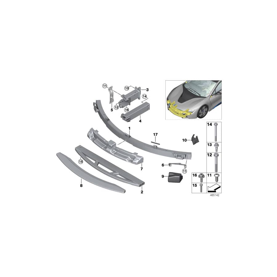 Genuine BMW 51117336219 I15 Impact Absorber, Top US (Inc. i8) | ML Performance EU Car Parts