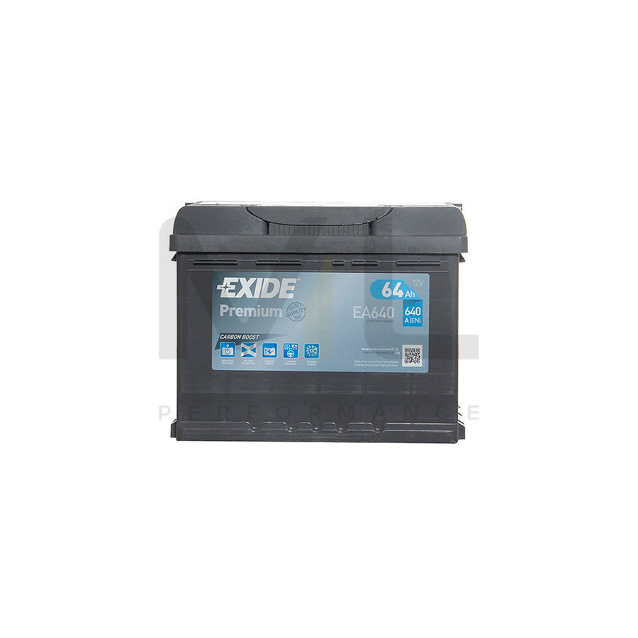 Exide Premium 027 Car Battery (64Ah) - 5 Year Guarantee (EA640) | ML Performance EU Car Parts