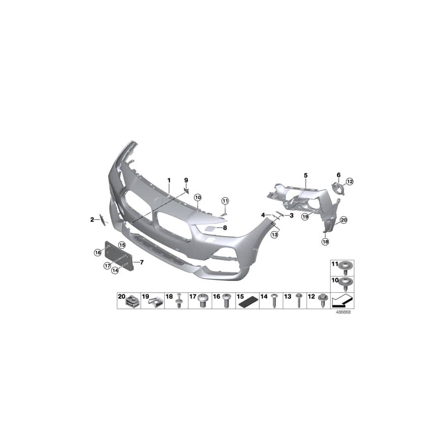 Genuine BMW 51117499489 F39 Cover, Headlight Washer, Primed, Left (Inc. X2 20d, X2 16d & X2 M35iX) | ML Performance EU Car Parts