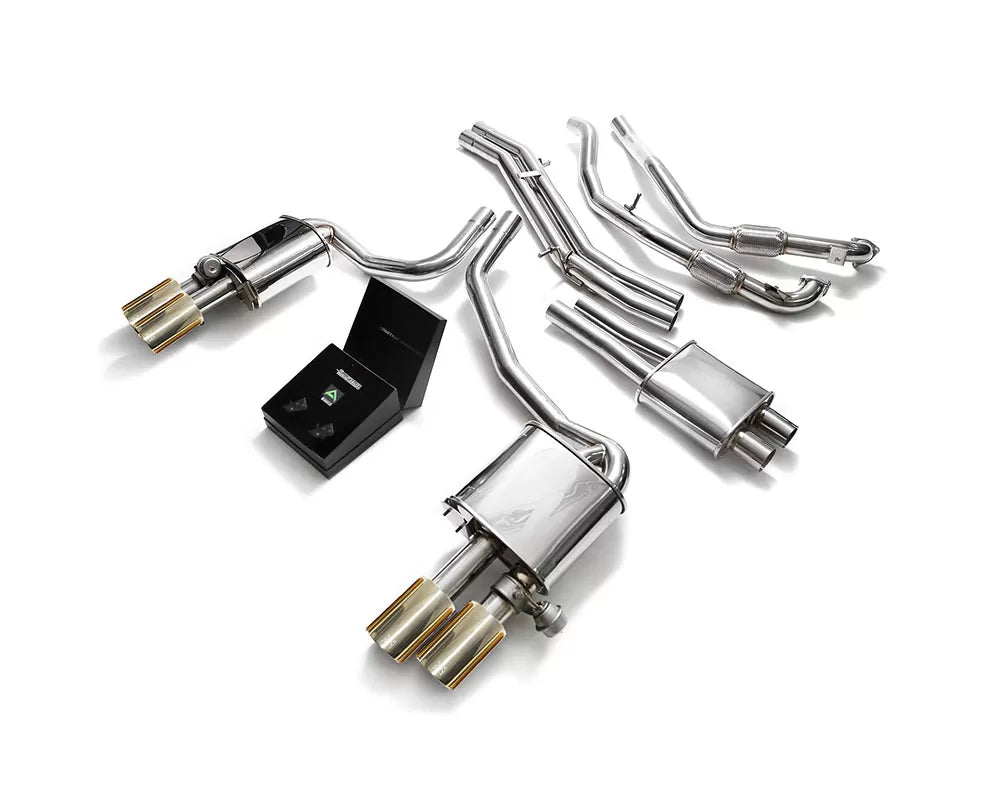 Valvetronic Exhaust System Audi S4 S5 with Gold Tips | ML Performance Car Parts