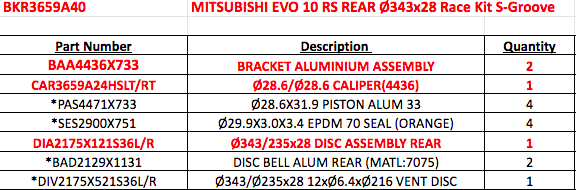 Alcon BKR3659A54 343mm Race: Rear Brake Kit: Evo IV - IX