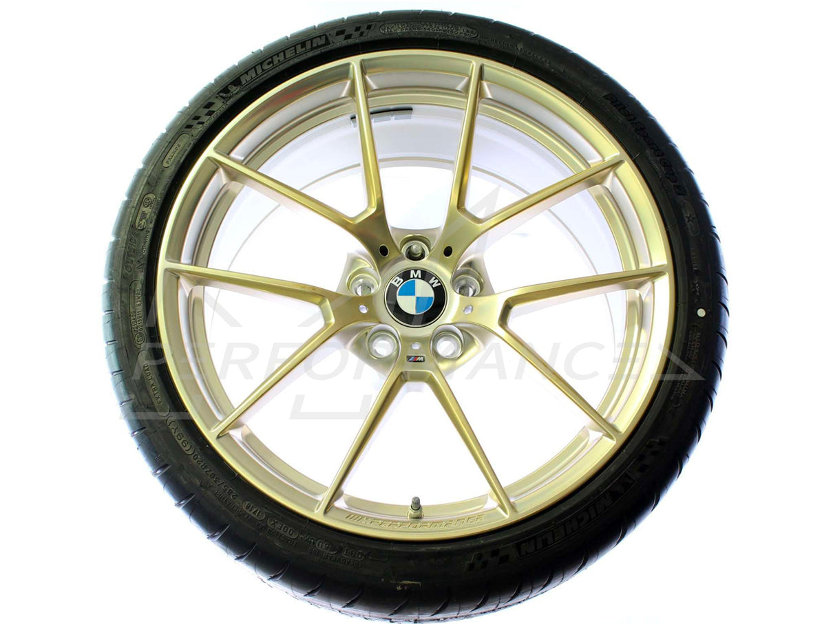 Genuine BMW F80 F82 M Performance Y-Spoke 763 Matte Black / Frozen Gold 19"/20" Wheels with Tyres (M3 & M4) - ML Performance EU
