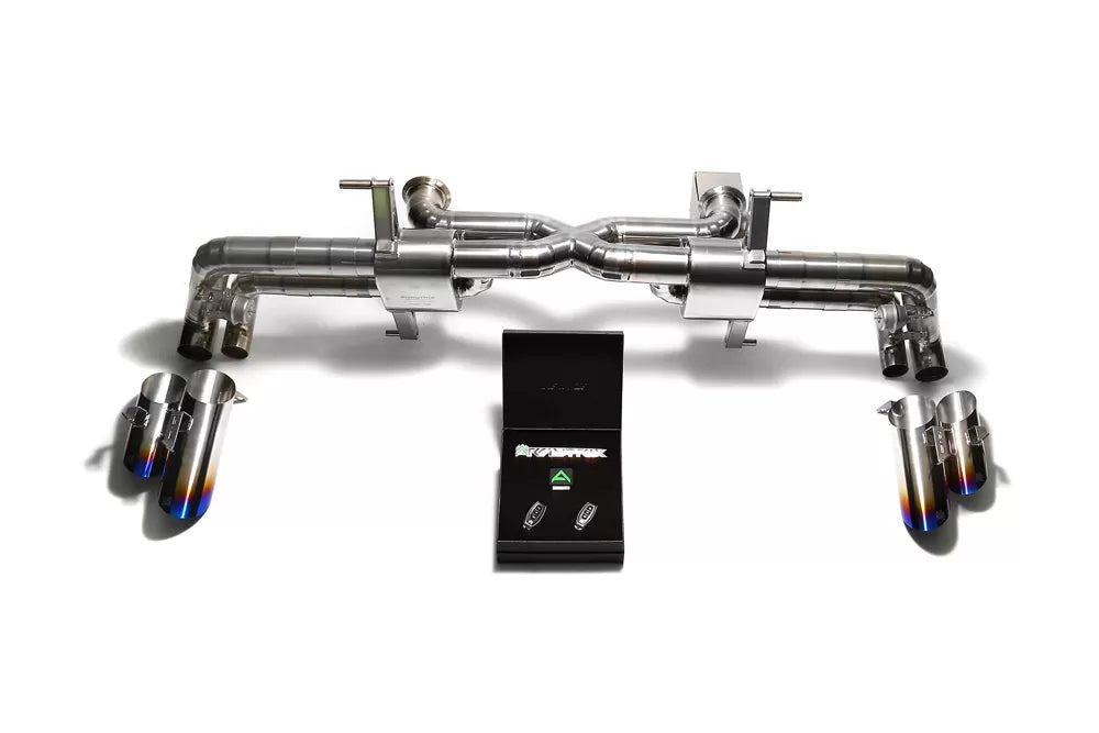 Titanium Series Titanium Valvetronic Exhaust System Lamborghini Huracan LP610 with Blue Tips | ML Performance Car Parts