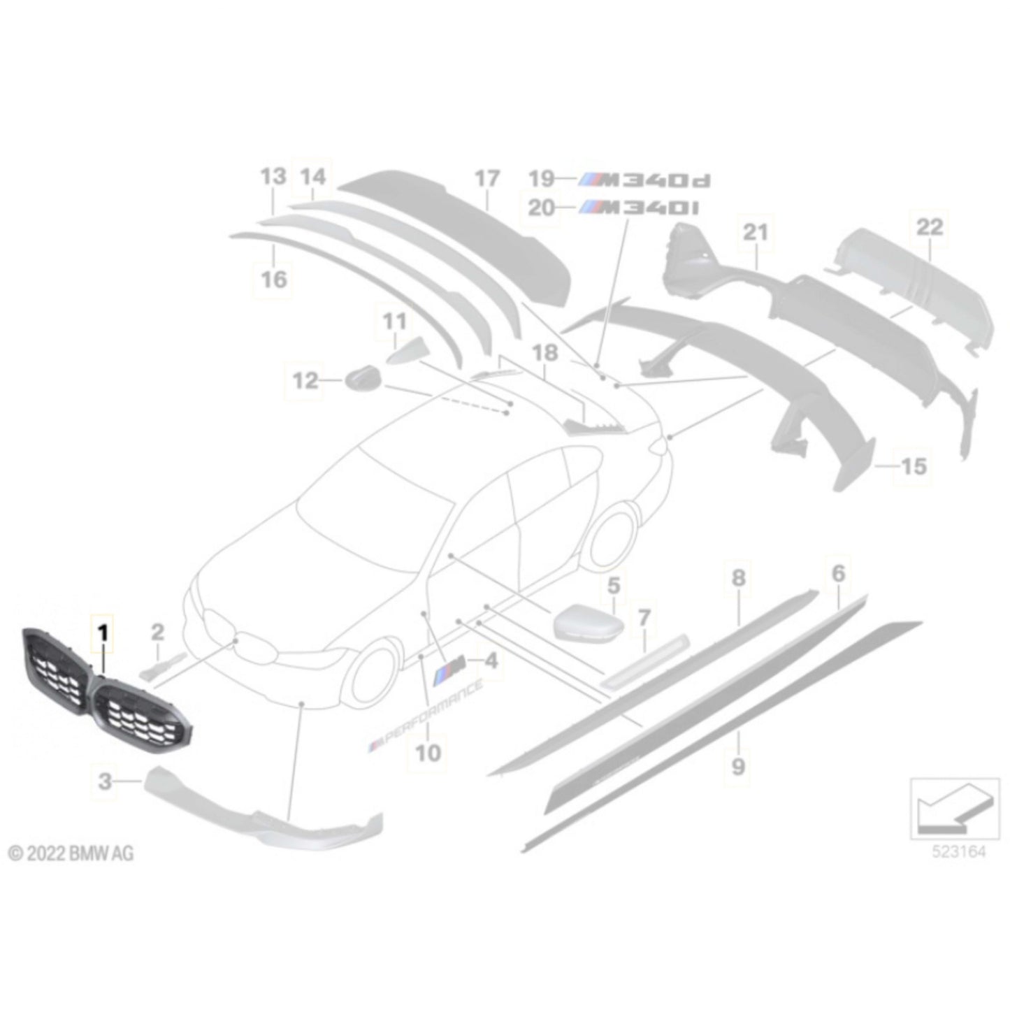 Genuine BMW 51719632871 G20/G21 LCI Carbon Grille