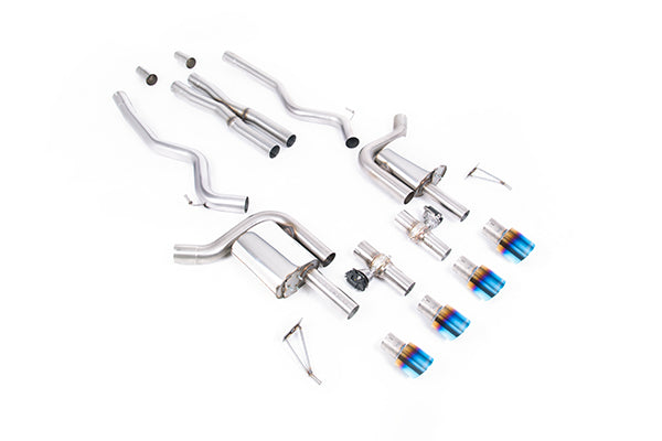 Milltek SSXFD428 Ford Active Valved Cat-Back With X Pipe And GT-100 / 4' Burnt/Blue Titanium Tips (Inc. Mustang)