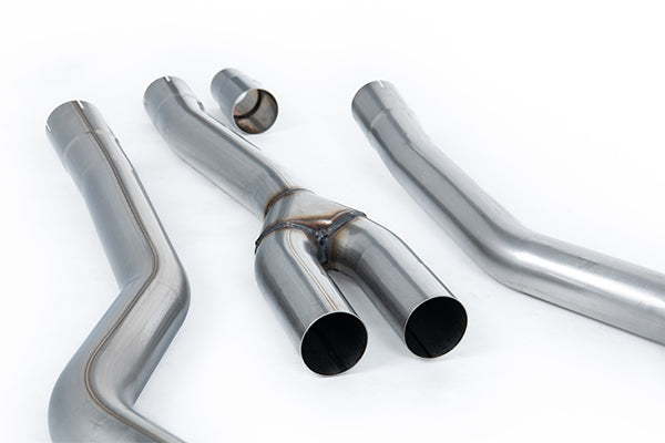 Milltek SSXFD440 Ford Dual Quad Outlet With Active Valves Non-Resonated With Gt-100 Cerakote Black Trims  (Inc. Mustang)