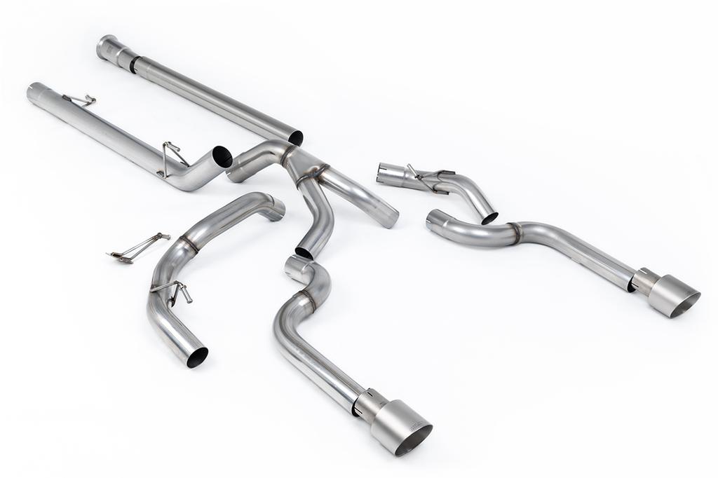 MillTek-SSXFD482-Cat-back Dual Outlet (Non Tremor Models) - Non-Resonated (Louder) with 2 x GT-100 Brushed Titanium Tips | ML Performance Car Parts