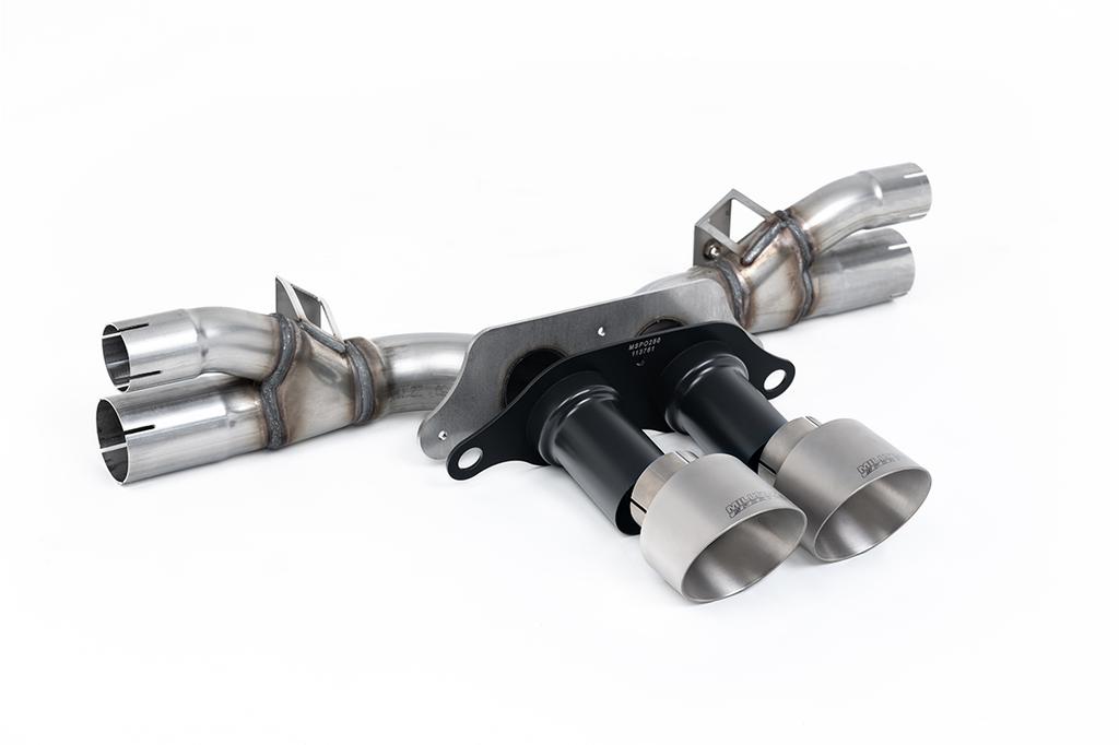 MillTek-SSXPO197-Rear Silencer(s) Rear Silencer Bypass - Works with OE Valved Side Silencers - GT-100 Brushed Titanium Trims | ML Performance Car Parts