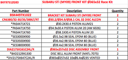 Alcon BKF9751ZG83 365mm Race Brake Kit (Impreza 93-)