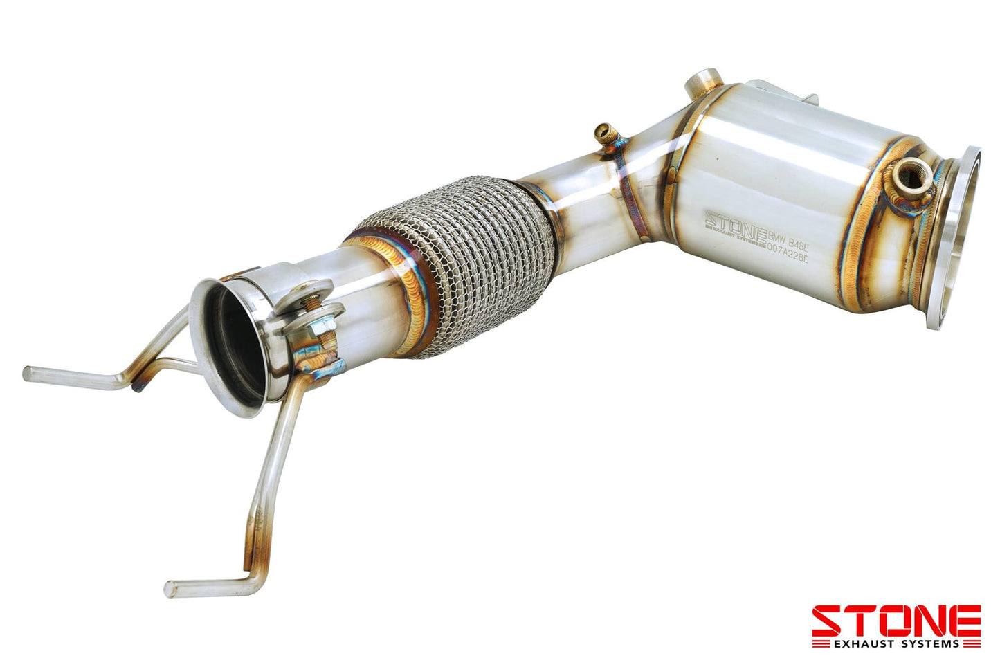 Stone Exhaust BMW MINI B48E F39 F40 F44 F46 Eddy Catalytic Downpipe - OPF Model (Inc. X2 20i, 220i, M135ix & M235ix) | ML Performance EU