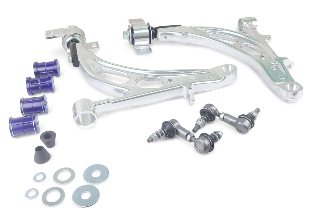 SuperPro ALOY0020K Alloy Front Lower Control Arm Kit - GC/GD Subaru Impreza WRX/STI (Anti-Lift, HD End Links)