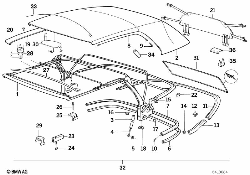 Genuine BMW 54348134878 Cover, Folding Top DUNKELBLAU | ML Performance EU Car Parts