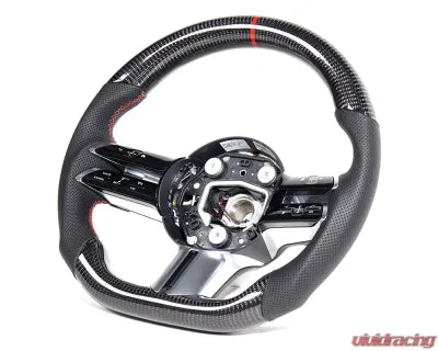 Vivid Racing VR-MERC-AMG-21-STRWHL Mercedes E53 | E63 AMG OEM Upgraded Steering Wheel Carbon Fiber, Red Stripe and Stitching