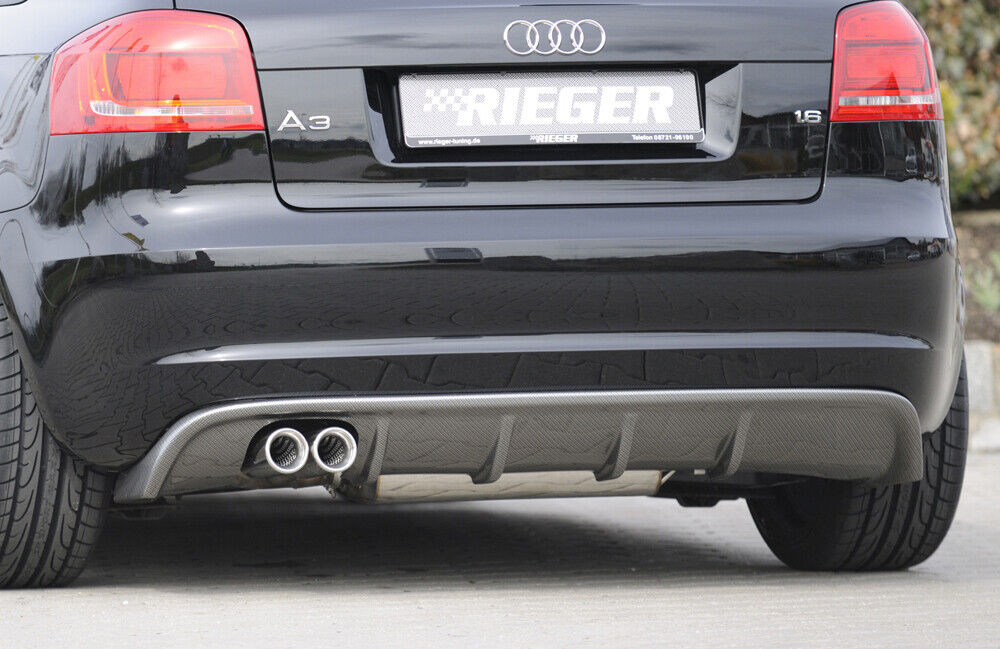 Rieger 00088246 Audi 8P A3 Rear Diffuser for Twin Tailpipe Left for Left Twin Tailpipe - Glossy Black