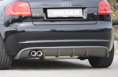 Rieger 00088246 Audi 8P A3 Rear Diffuser for Twin Tailpipe Left for Left Twin Tailpipe - Glossy Black