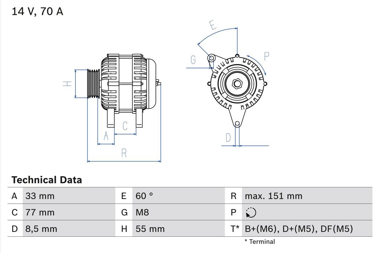 Bosch 0 986 039 510 Alternator For Ford Fiesta, Ka