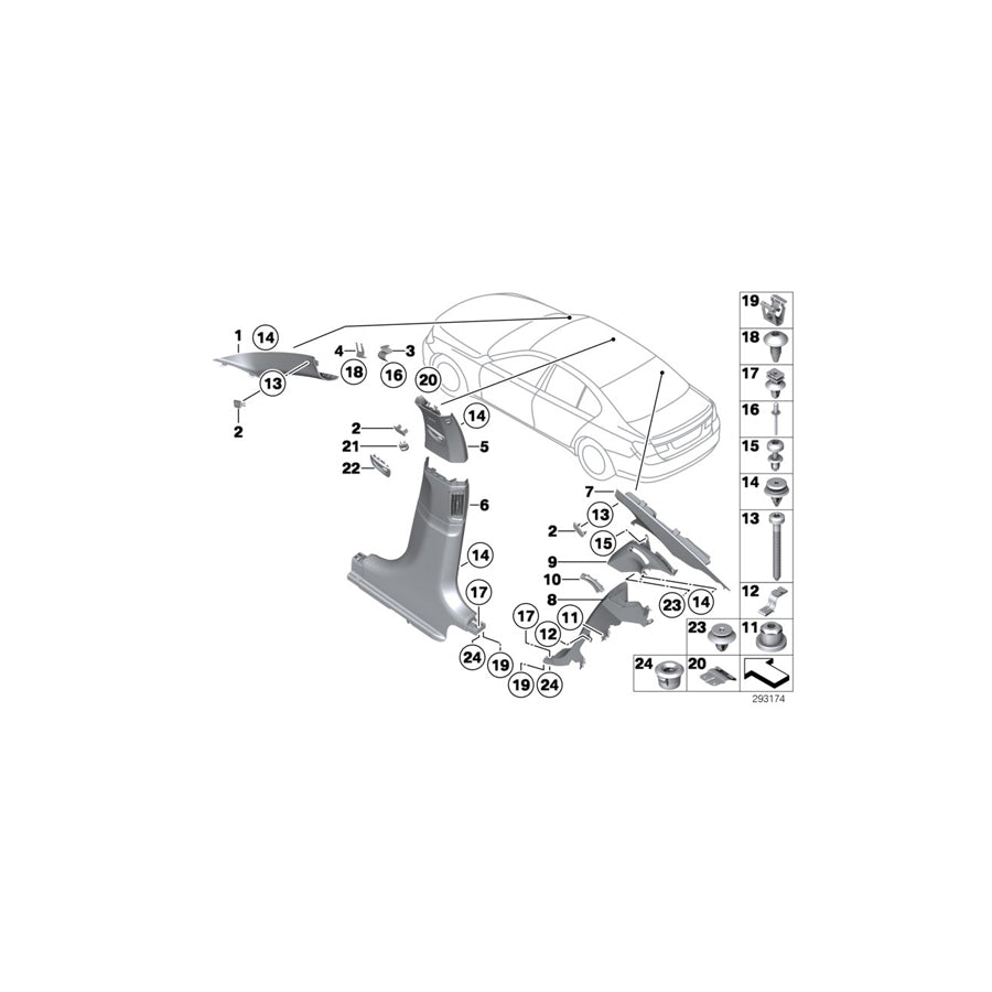 Genuine BMW 51437975419 F01 F03 Cover, Belt Guide, Left SCHWARZ (Inc. 730d, ALPINA B7L & 750LdX) | ML Performance EU Car Parts