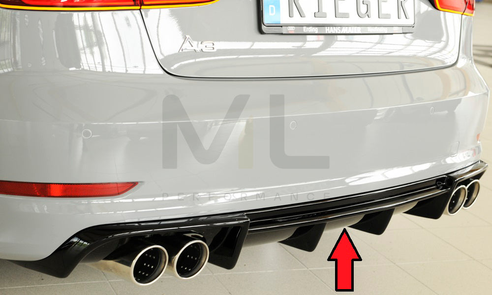 Rieger 00088158 Audi 8V A3 Rear Diffuser 1 | ML Performance EU Car Parts
