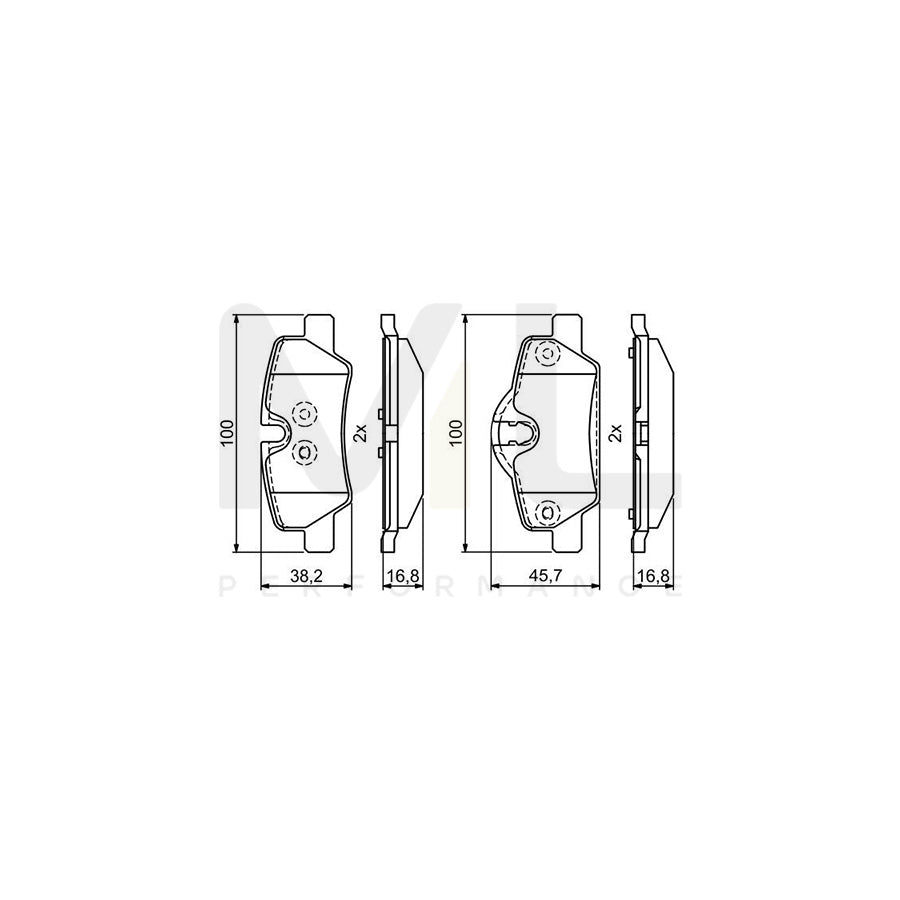 Bosch 0986495400 Brake Pad Set With Anti-Squeak Plate, With Mounting Manual BP1773 | ML Performance Car Parts