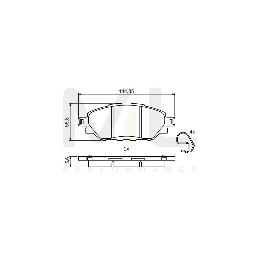 Bosch 0986495425 Brake Pad Set For Toyota Hilux Viii Pickup BP2057 | ML Performance Car Parts