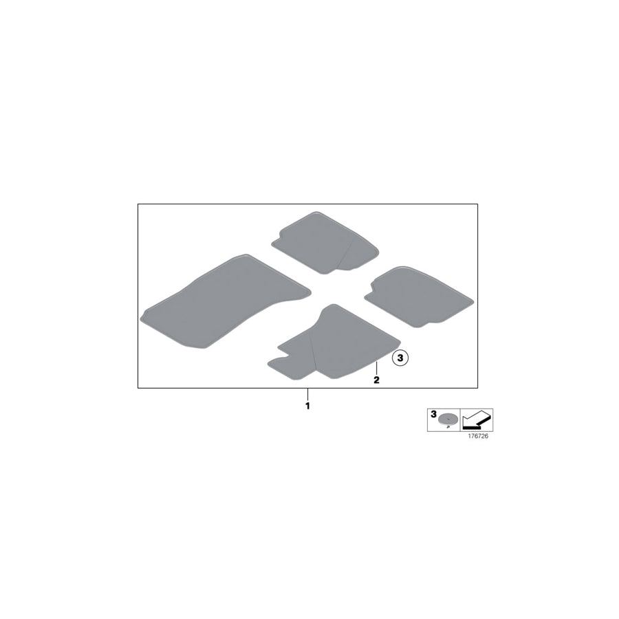 Genuine BMW 51479183388 F01 F04 Set Of Floor Mats Velours EVERESTGRAU (Inc. 730d, 740i & 760i) | ML Performance EU