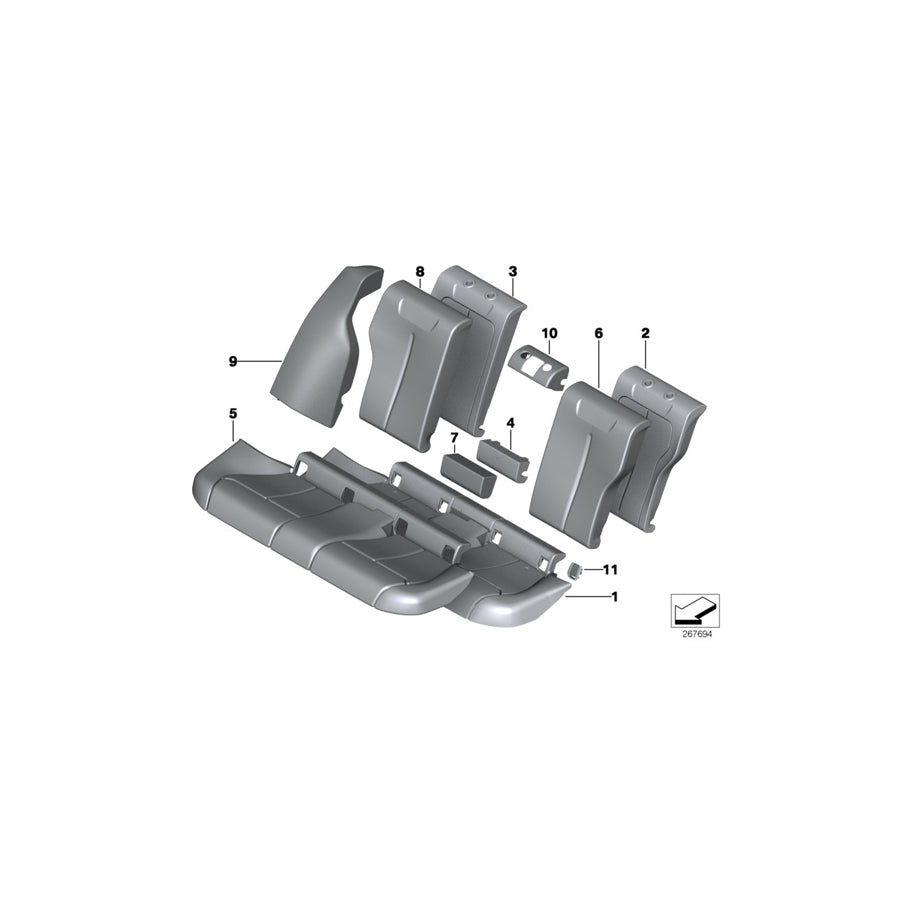 Genuine BMW 52207309798 F31 F34 Upholstery Cover Backrest, Lthr, Cent VENETOBEIGE (Inc. 328iX, 320dX & 335i) | ML Performance EU Car Parts