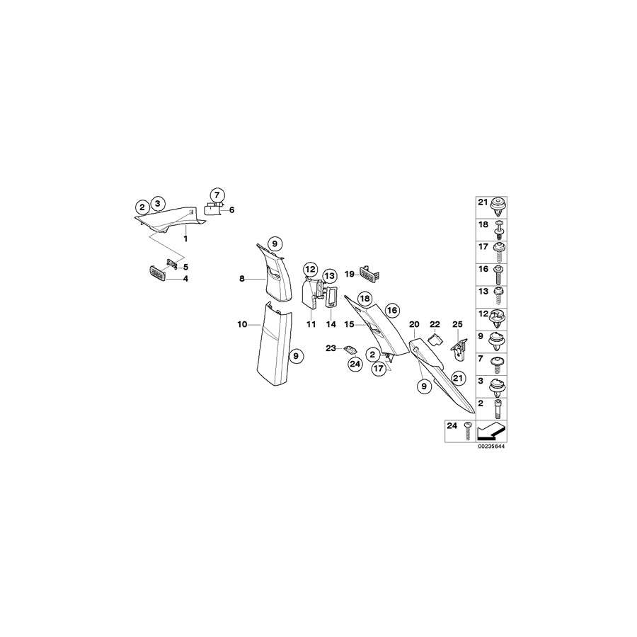 Genuine BMW 51438037393 E70 E70 Cover, Column D, Left SCHWARZ (Inc. X5 4.8i, X5 3.0si & X5 M50dX) | ML Performance EU Car Parts