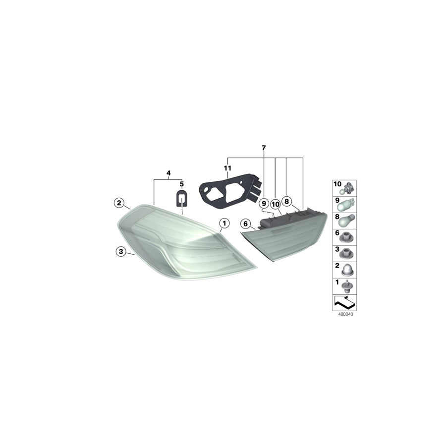 Genuine BMW 63217210580 F12 F06 F13 Rear Light In Trunk Lid, Right (Inc. 640iX, 650iX & Alpina B6) | ML Performance EU