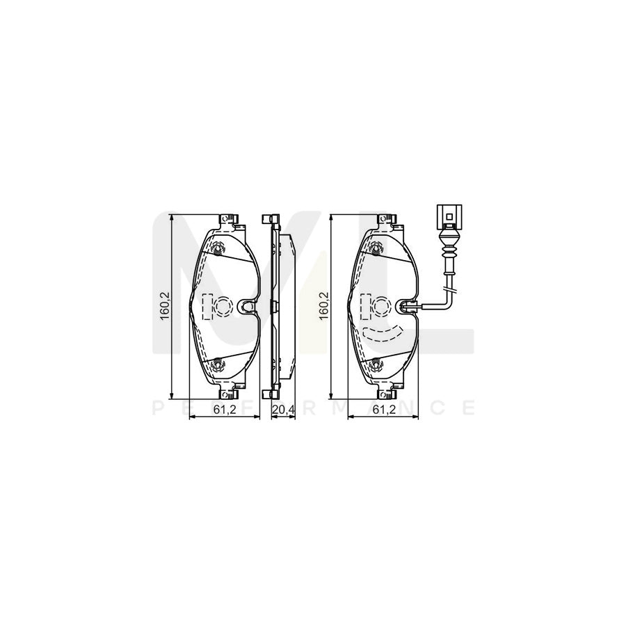Bosch 0986Tb3166 Brake Pad Set Incl. Wear Warning Contact, With Integrated Wear Sensor | ML Performance Car Parts