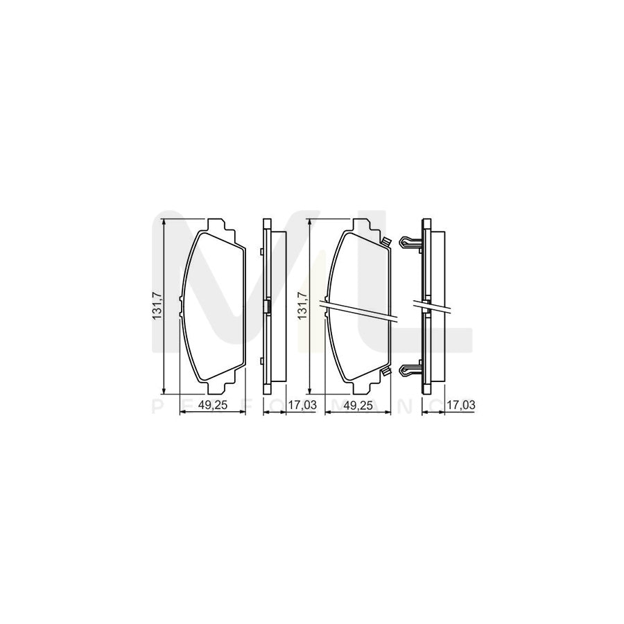 Bosch 0986494414 Brake Pad Set With Acoustic Wear Warning, With Anti-Squeak Plate BP1336 | ML Performance Car Parts
